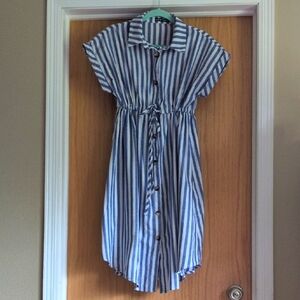 SHEIN Blue and White Striped Shirt Dress